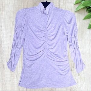 Rebecca Taylor Ruched Jersey Turtleneck Lilac Blouse‎ Size Small Long Sleeve NWT